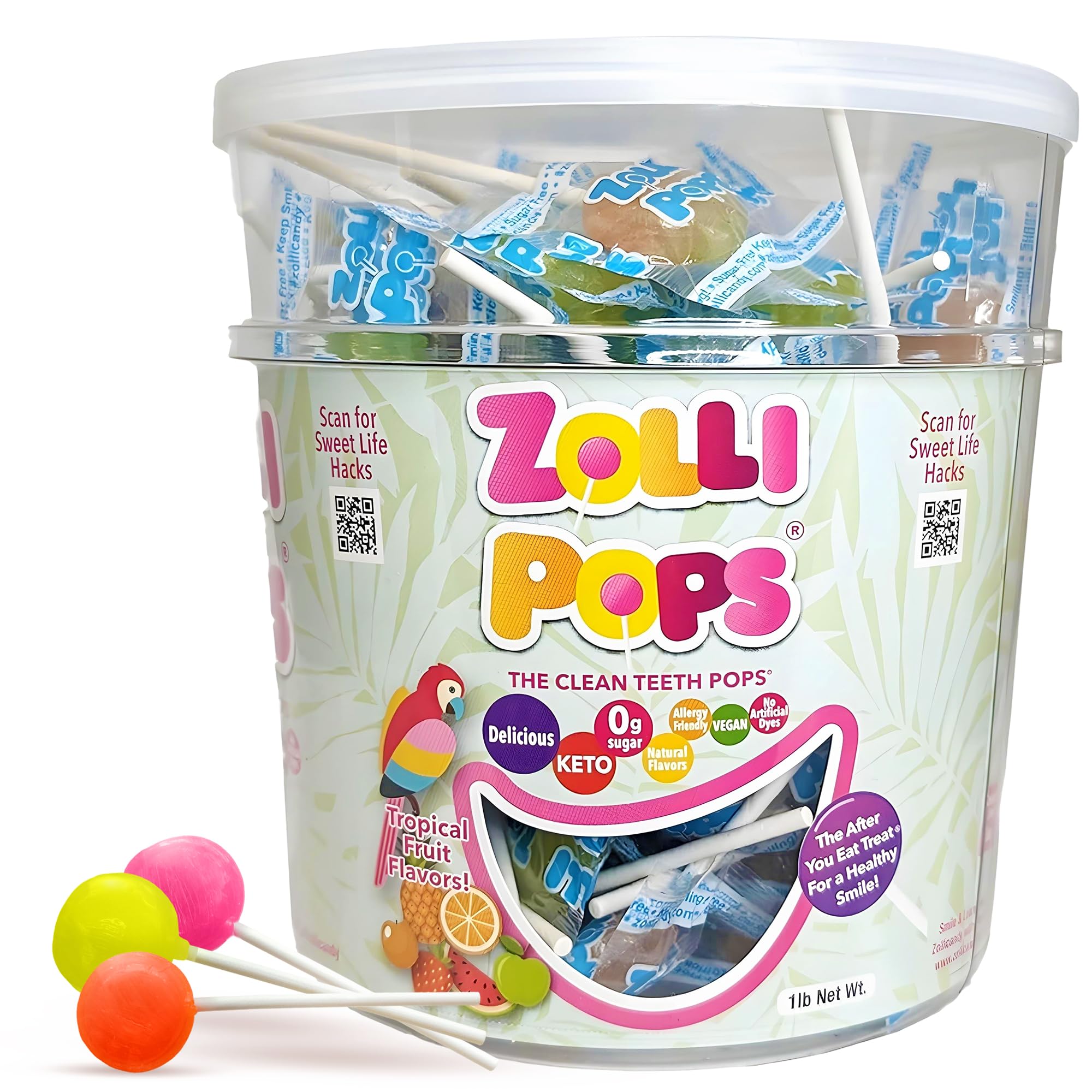 lovelikepop Amazon.com : Zollipops Clean Teeth Lollipops, Tropical Flavors, 16